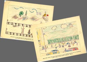 Dibujos realizados por niños de Irun durante la guerra